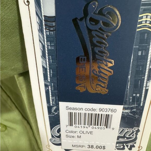 Brooklyn’s Best men’s olive green casual button down shirt size medium NWT - Picture 6 of 8